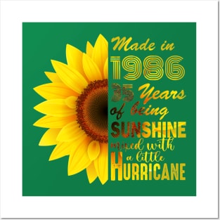 Vintage 1986 SunFlower 35th Birthday Awesome Gift Posters and Art